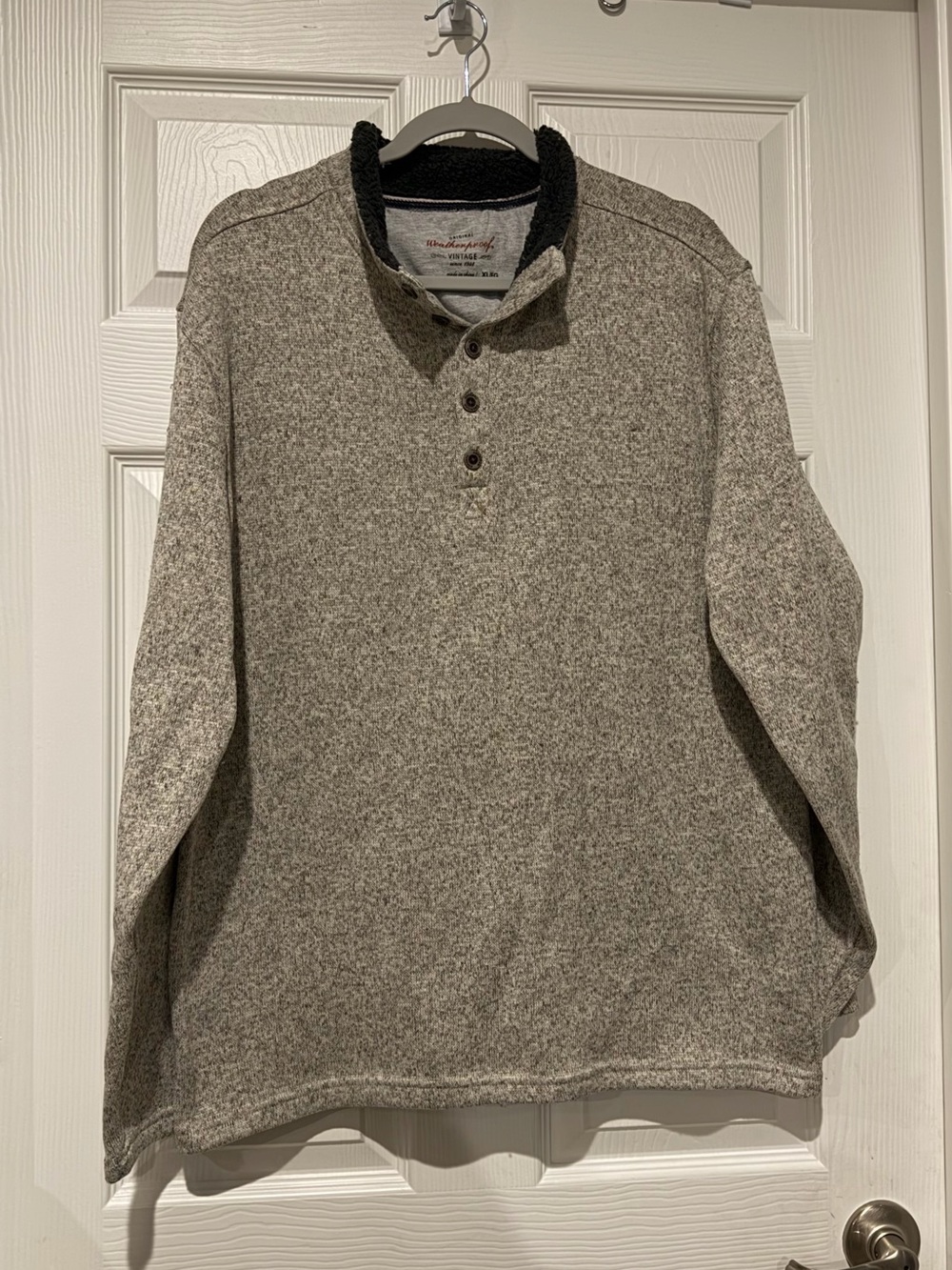 Weatherproof Men's Gray Heather Button-Neck Crewneck Sweater